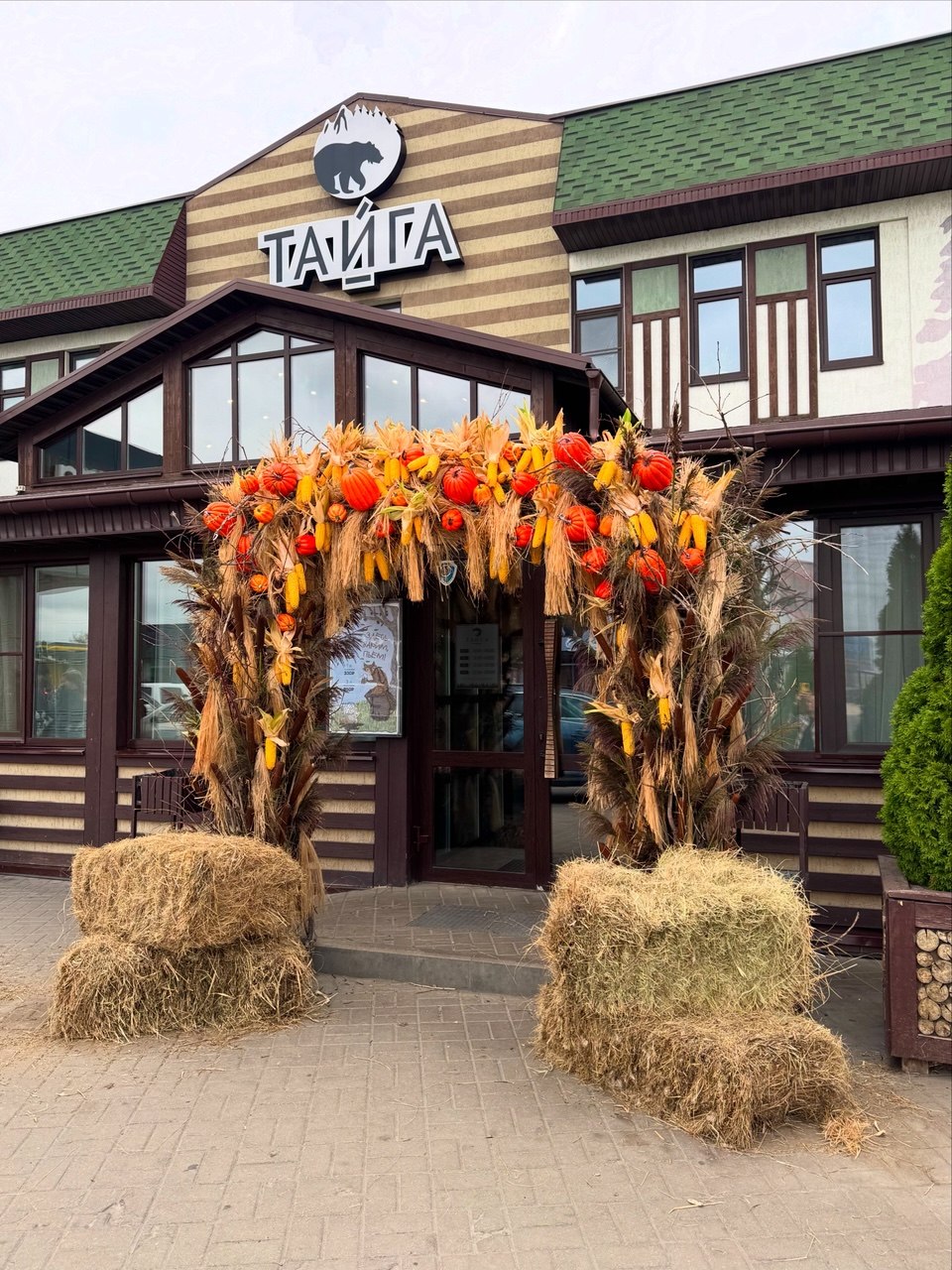 Осенняя входная группа для ресторана «Тайга»